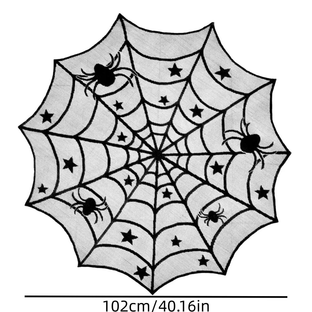 Halloween Black Lace Spider Web Tablecloth & Table Runner Set