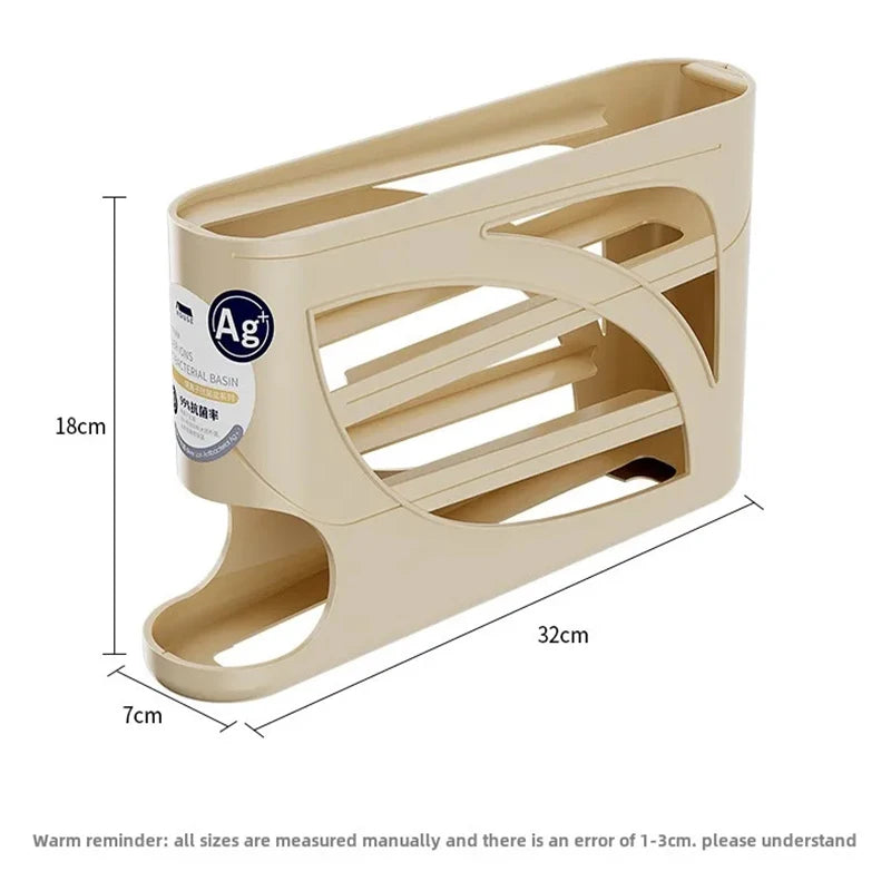 4-Tier Sliding Egg Dispenser | Auto-Rolling Holder for Fridge, Freezer & Countertop