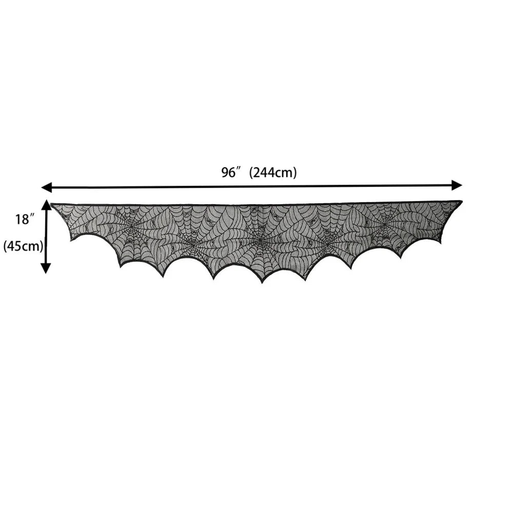 Halloween Black Lace Spider Web Tablecloth & Table Runner Set