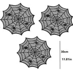 Halloween Black Lace Spider Web Tablecloth & Table Runner Set