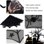 Halloween Black Lace Spider Web Tablecloth & Table Runner Set