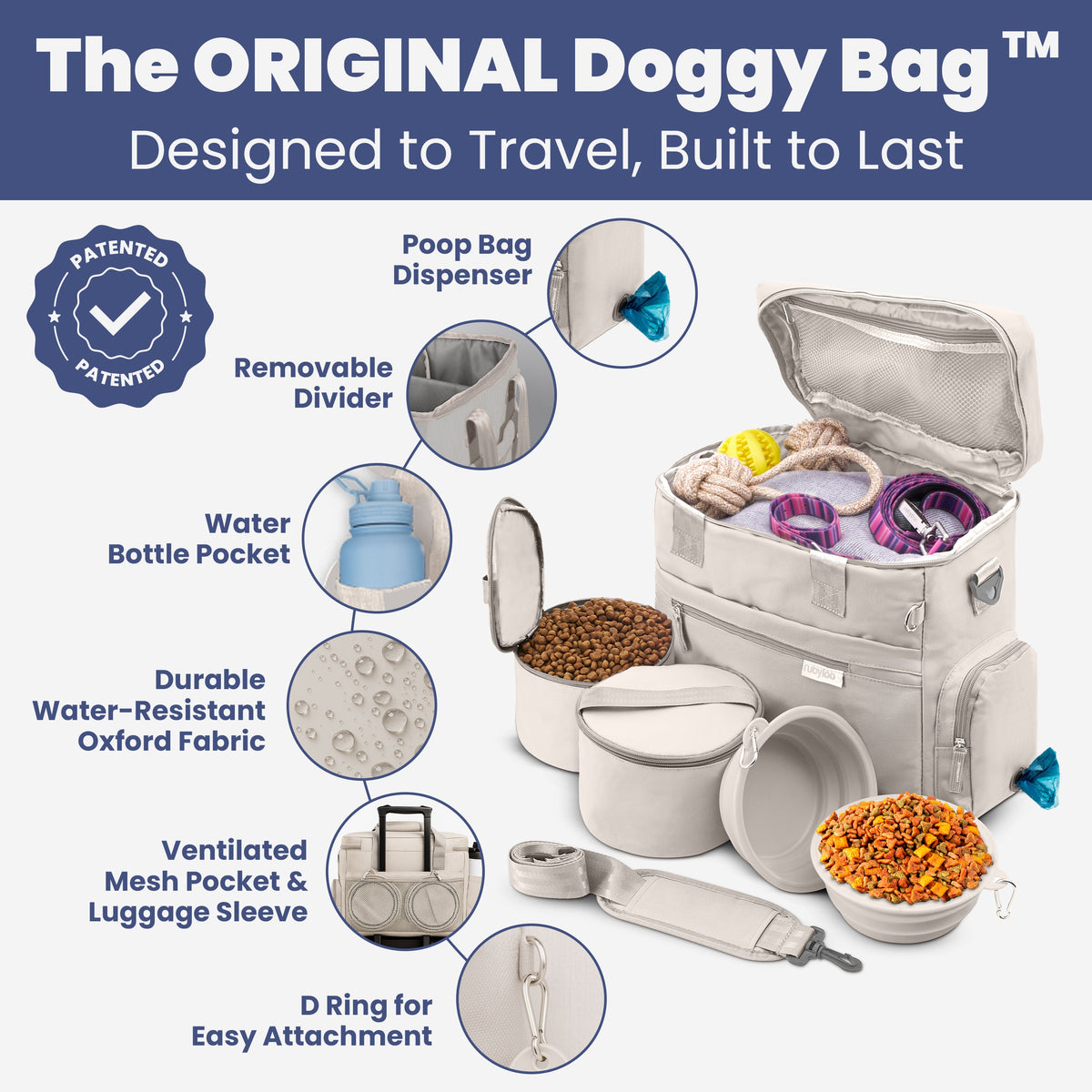The Original Doggy Bag® Dog Travel Bag for Supplies (Personalize it!)