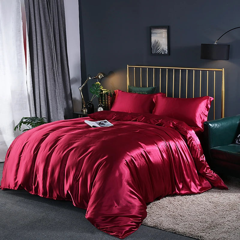 Luxury Satin Bedding Set – Viscose Duvet Cover with Pillowcases & Sheet