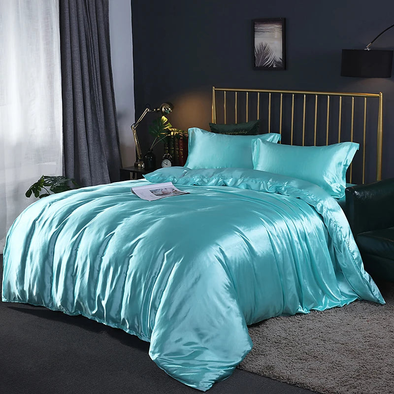 Luxury Satin Bedding Set – Viscose Duvet Cover with Pillowcases & Sheet