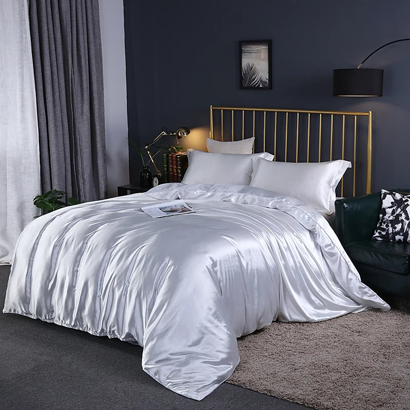 Luxury Satin Bedding Set – Viscose Duvet Cover with Pillowcases & Sheet