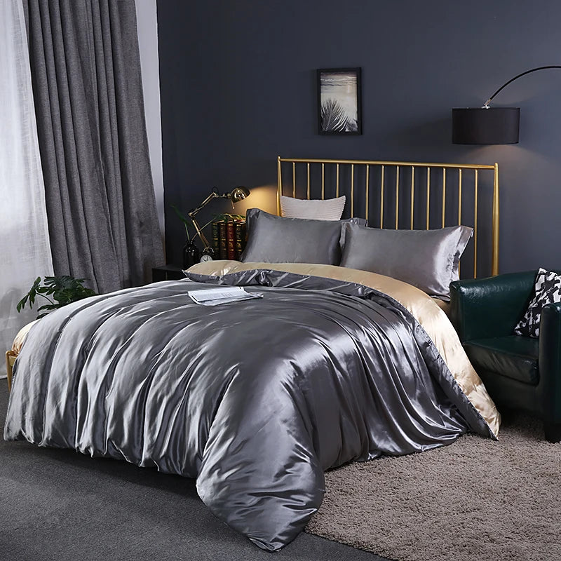 Luxury Satin Bedding Set – Viscose Duvet Cover with Pillowcases & Sheet