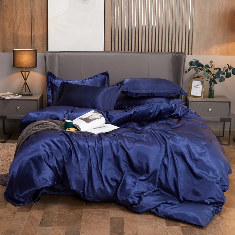 Luxury Satin Bedding Set – Viscose Duvet Cover with Pillowcases & Sheet