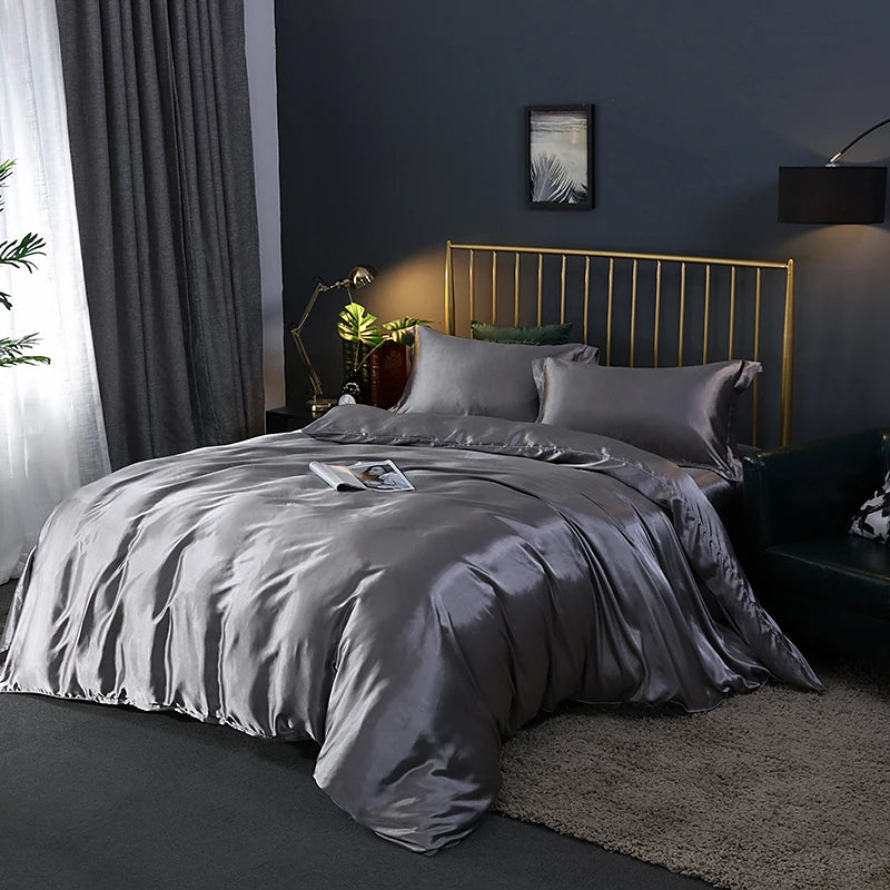 Luxury Satin Bedding Set – Viscose Duvet Cover with Pillowcases & Sheet