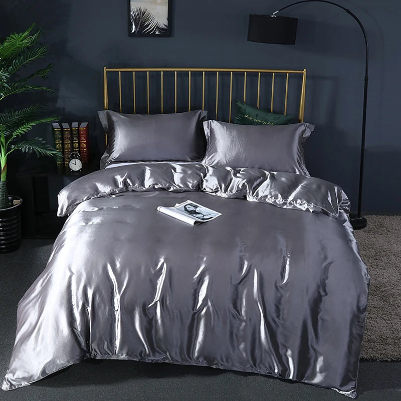 Luxury Satin Bedding Set – Viscose Duvet Cover with Pillowcases & Sheet