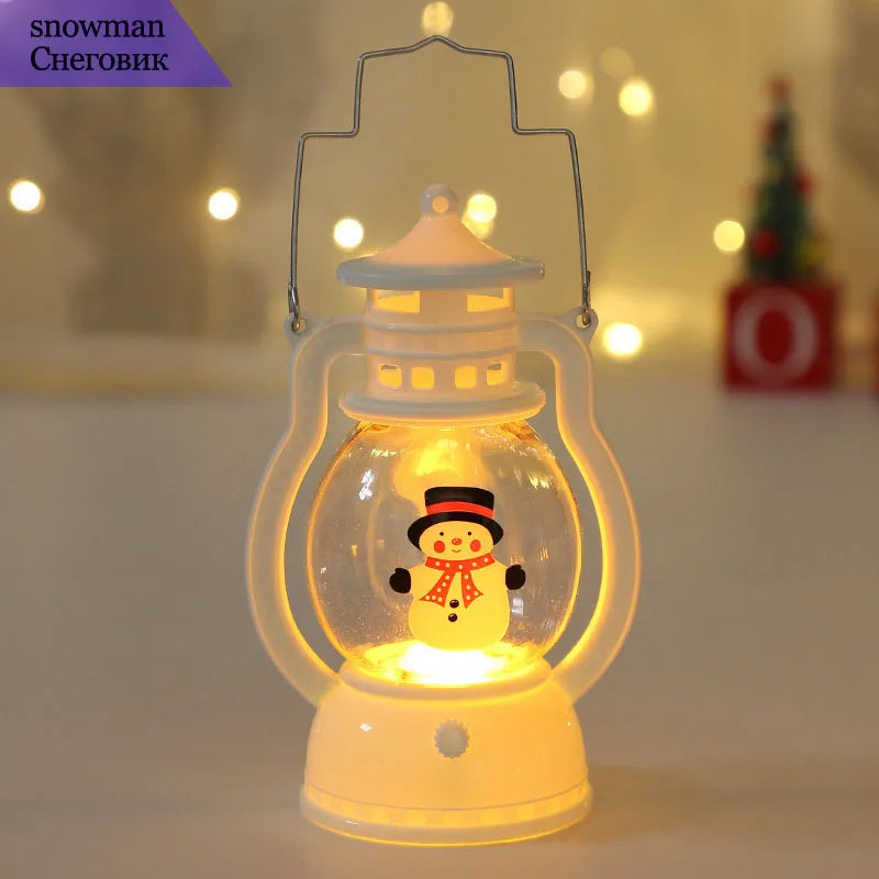 Portable LED Christmas Lantern – Santa, Snowman & Holiday Character Lights