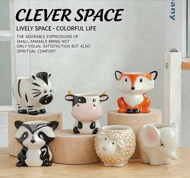 Cute Animal Ceramic Succulent Planter – Balcony & Desktop Home Decor