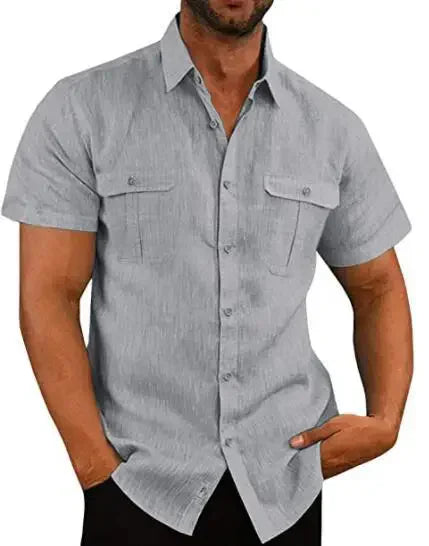 Men's Linen Short-Sleeve Shirt – Casual Beach Style