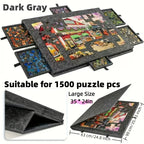 6-in-1 Portable Puzzle Table – 1500 Piece Felt Board with Stand, Lid & 6 Sorting Drawers