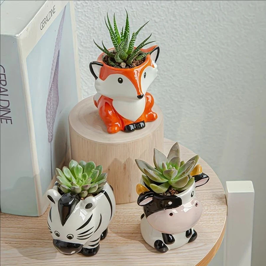 Cute Animal Ceramic Succulent Planter – Balcony & Desktop Home Decor