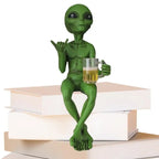 Beer-Drinking Alien Sculpture – Resin Desktop & Garden Decor