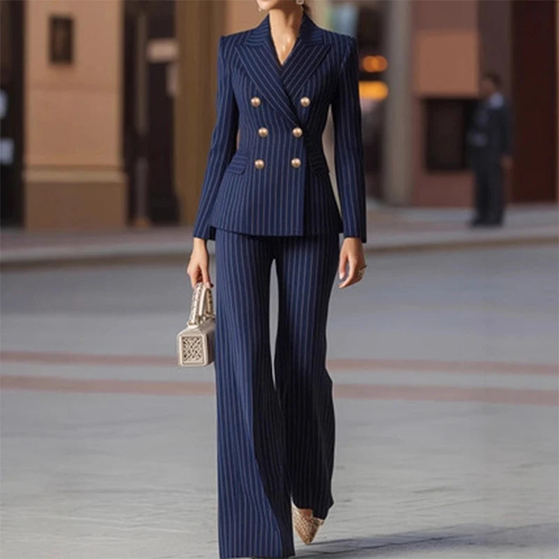 Women's Striped 2-Piece Pant Suit