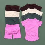 Histello 2-Piece Seamless Yoga Set – Short Sleeve & Shorts