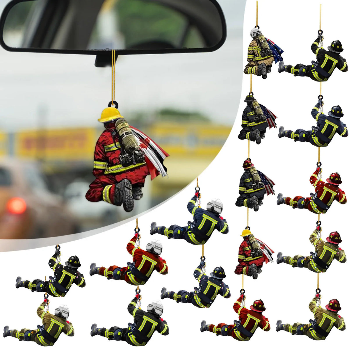 Firefighter Christmas Ornament – Double-Sided Acrylic Fireman Hanging Decoration