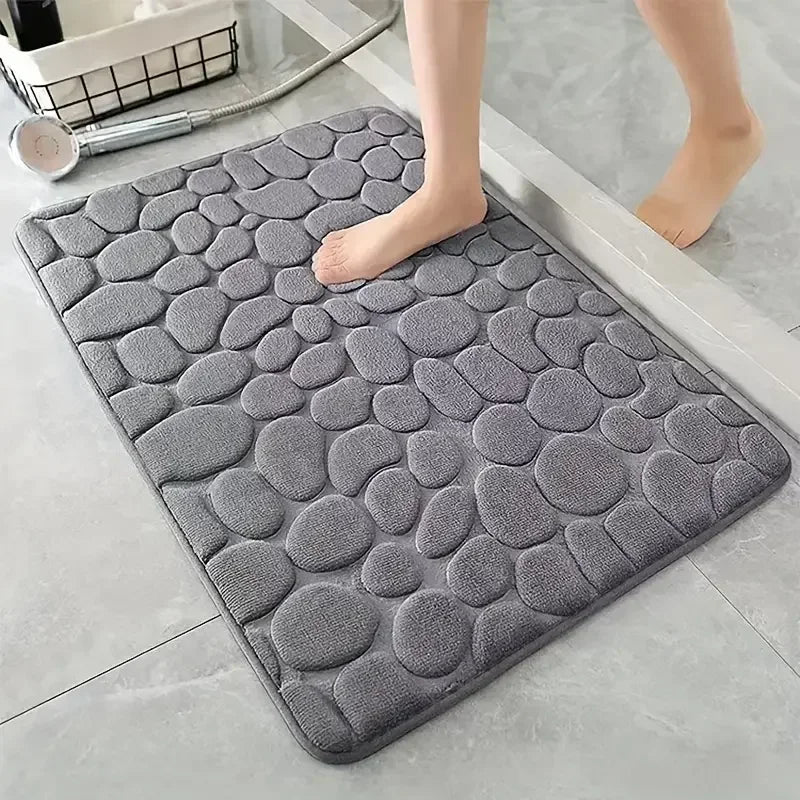 3D Cobblestone Embossed Bath Mat | Non-Slip, Absorbent & Machine Washable