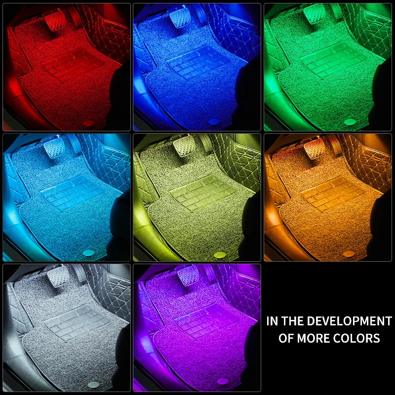RGB Car Interior Ambient Foot Strip Lights – App & Remote Control LED Kit