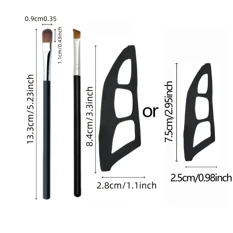 3-Piece Eye Makeup Kit – Eyeshadow Brushes & Stencil Molds