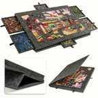 6-in-1 Portable Puzzle Table – 1500 Piece Felt Board with Stand, Lid & 6 Sorting Drawers