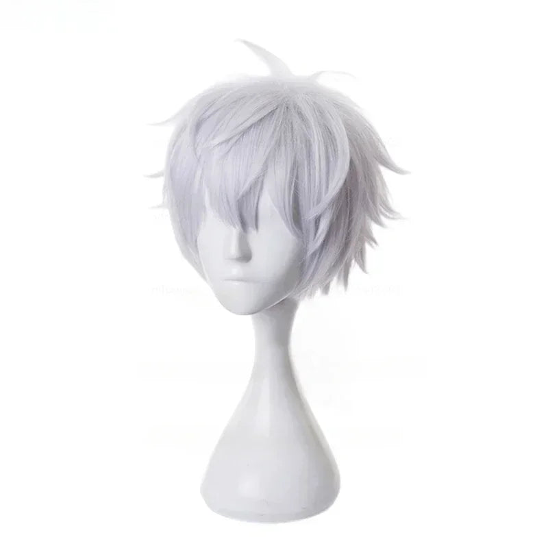 Gojo Satoru Cosplay Wig — Jujutsu Kaisen Short White Heat-Resistant Synthetic Hair + Optional Glasses