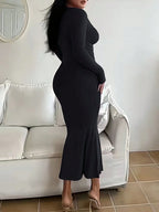 Women's Long-Sleeve Bodycon Maxi Dress