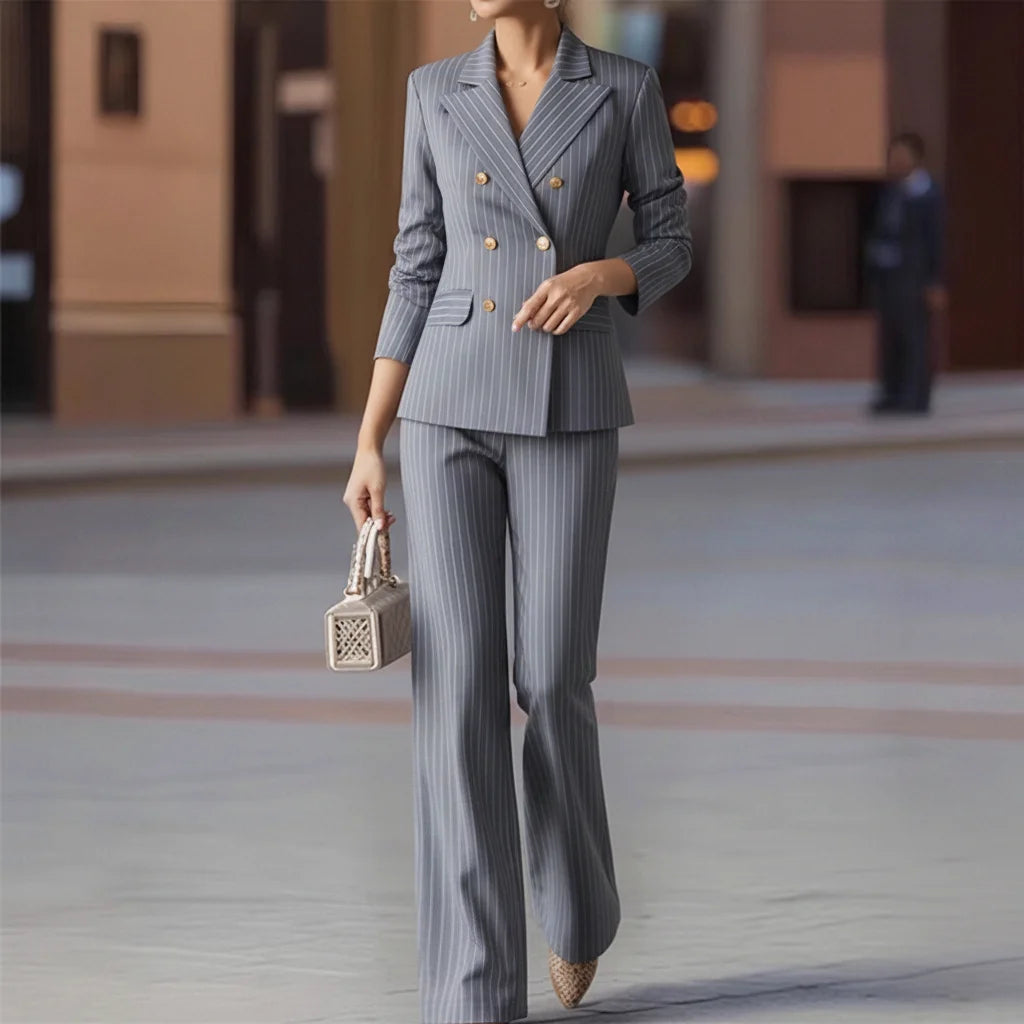 Women's Striped 2-Piece Pant Suit