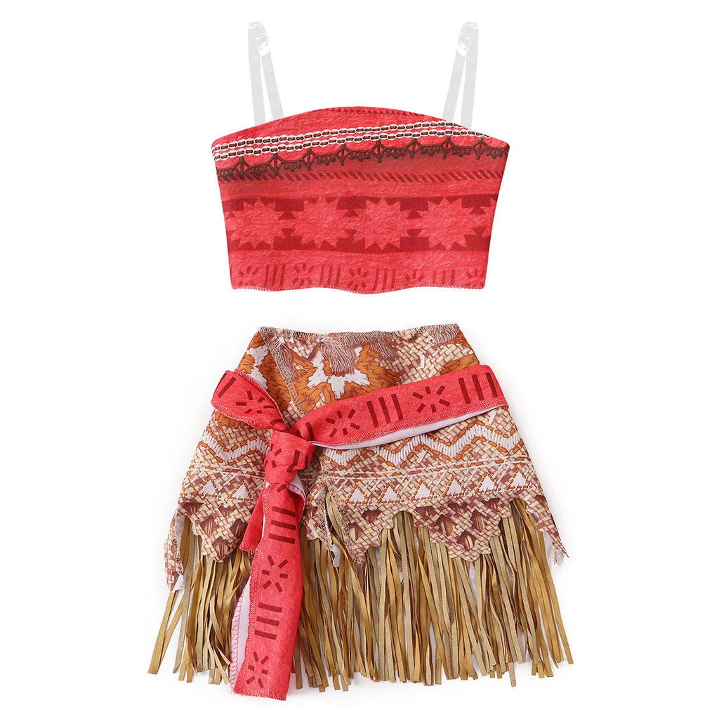 Girls' Moana Two-Piece Costume Dress | Polynesian Princess Dress-Up