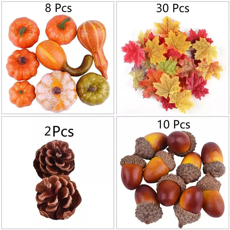 50-Piece Artificial Pumpkins Set – Autumn & Thanksgiving Décor