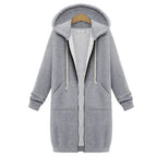 Women's Thicken Hoodie Parka – Loose Hooded Sweatshirt Jacket
