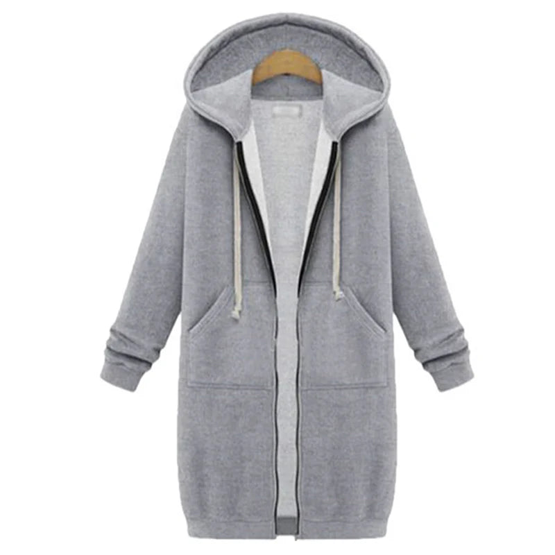 Women's Thicken Hoodie Parka – Loose Hooded Sweatshirt Jacket