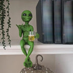 Beer-Drinking Alien Sculpture – Resin Desktop & Garden Decor