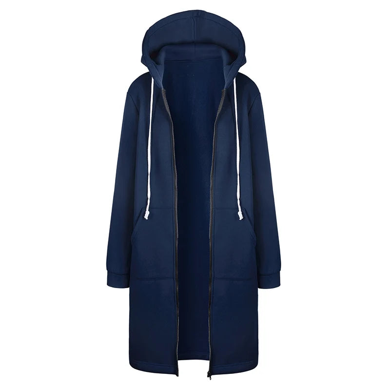 Women's Thicken Hoodie Parka – Loose Hooded Sweatshirt Jacket
