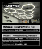Dimmable Hexagon LED Ceiling Lights – RGB & Multi-Color, Garage/Gym/Gaming