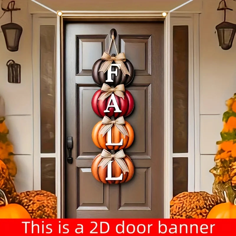 Autumn Pumpkin Welcome Door Banner – Thanksgiving Indoor & Outdoor Décor