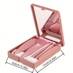 5-Piece Portable Makeup Brush Set with Mirror