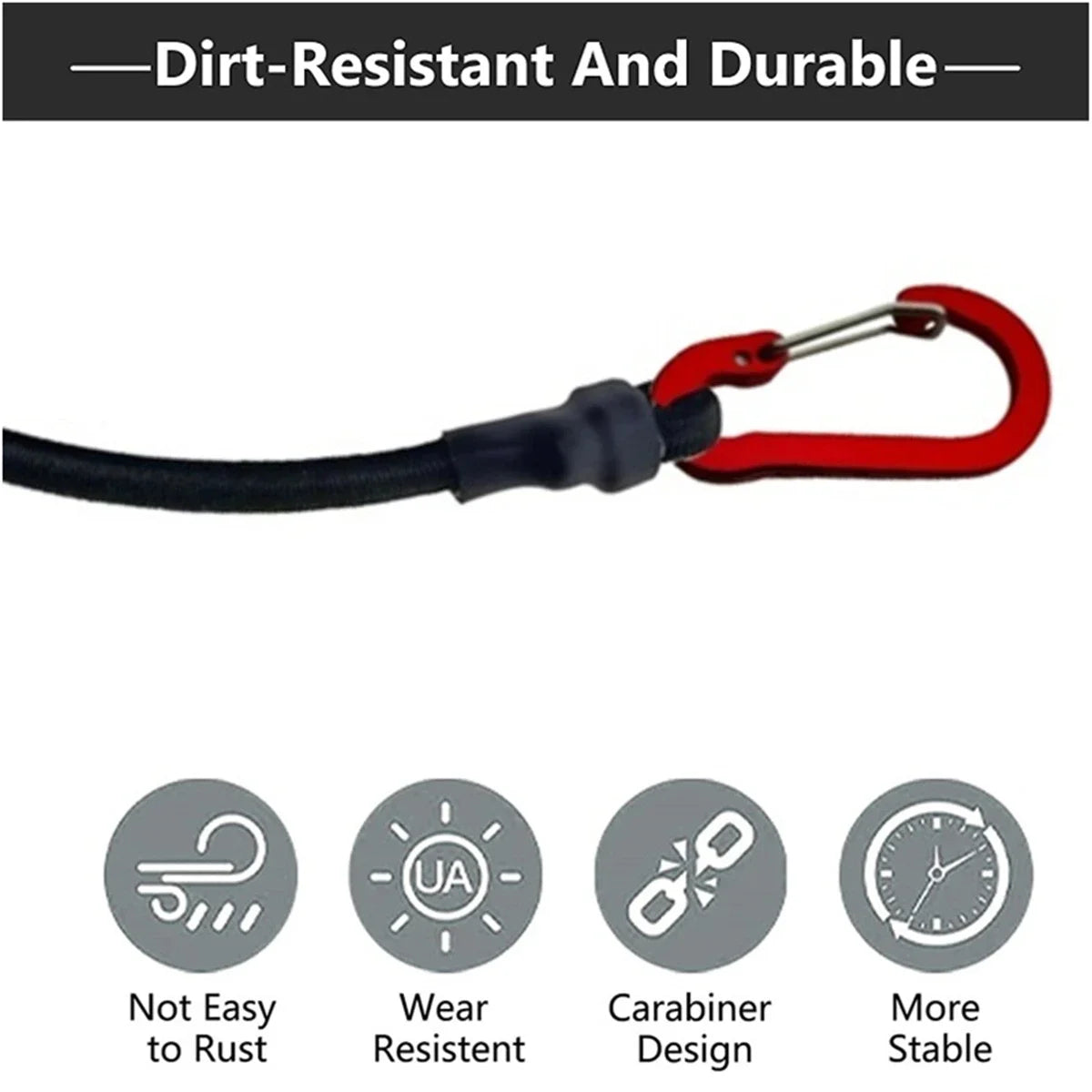 Heavy Duty Bungee Cord with Carabiner Hooks – Elastic Tie-Down Strap for Camping, Cycling & Kayak