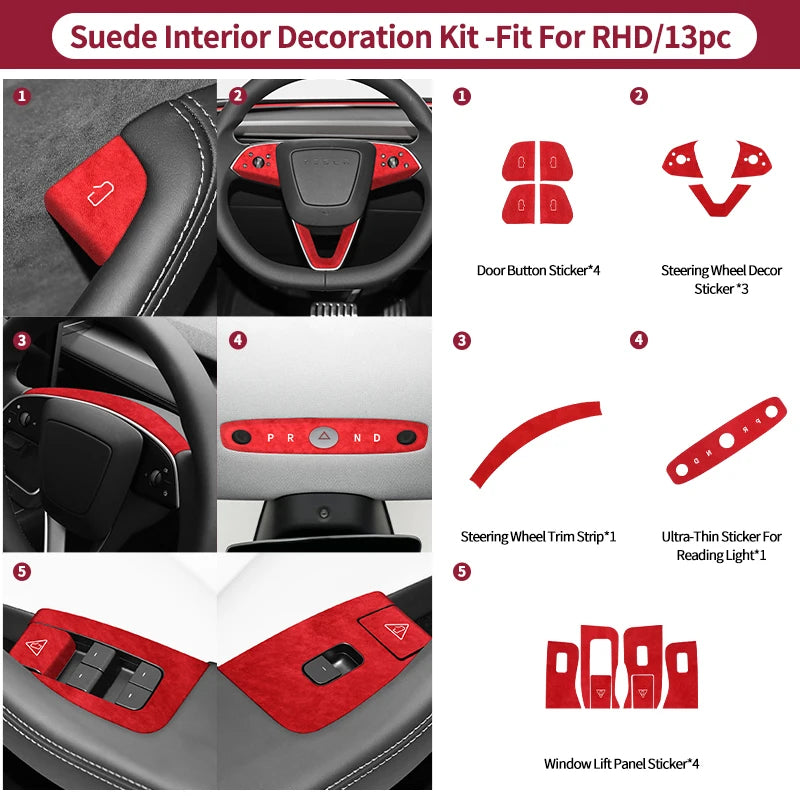 Carbon Fiber Door Switch Button Anti-Scratch Trim for Tesla Model 3 (2024+) & Model Y (2025+)