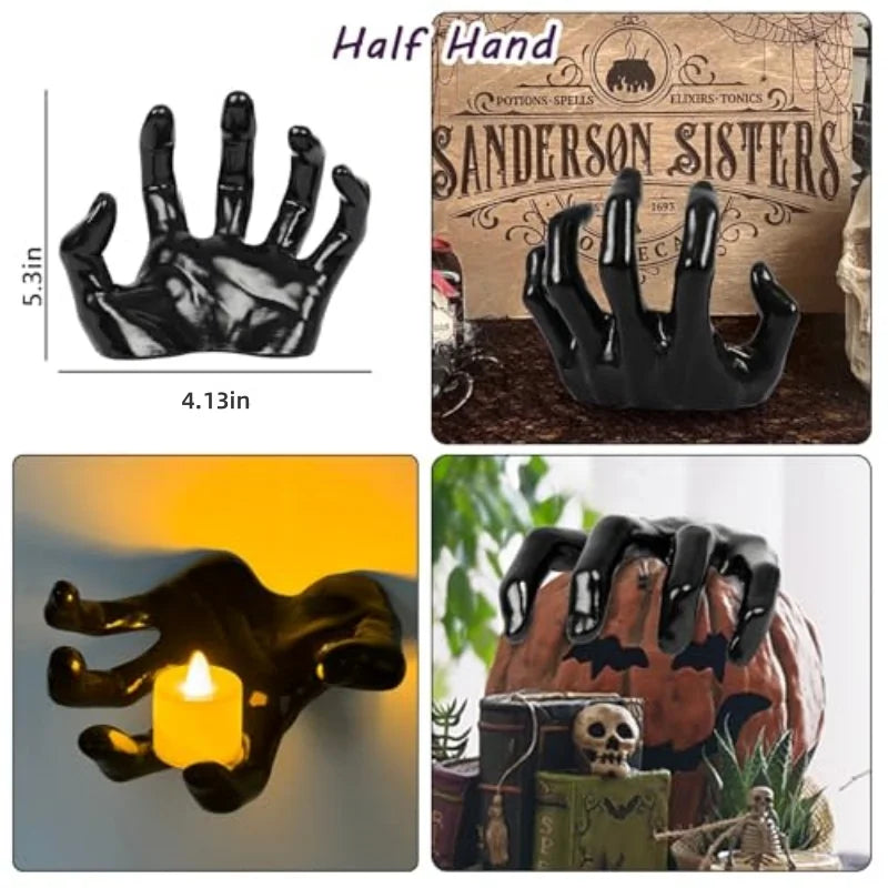 Gothic Wall-Mounted Creepy Hands — Life-Size Horror Candle Holder