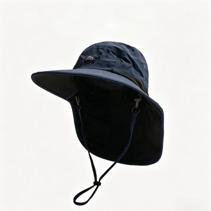 Wide Brim Bucket Hat with Neck Flap – Unisex Sun Protection Cap