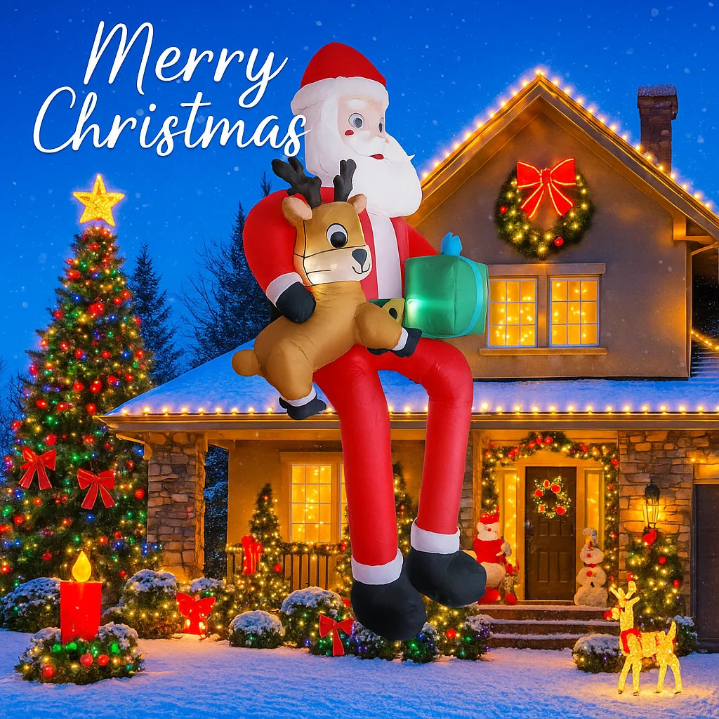 9.5FT Inflatable Christmas Santa Claus with LED Lights – Outdoor Yard Decoration