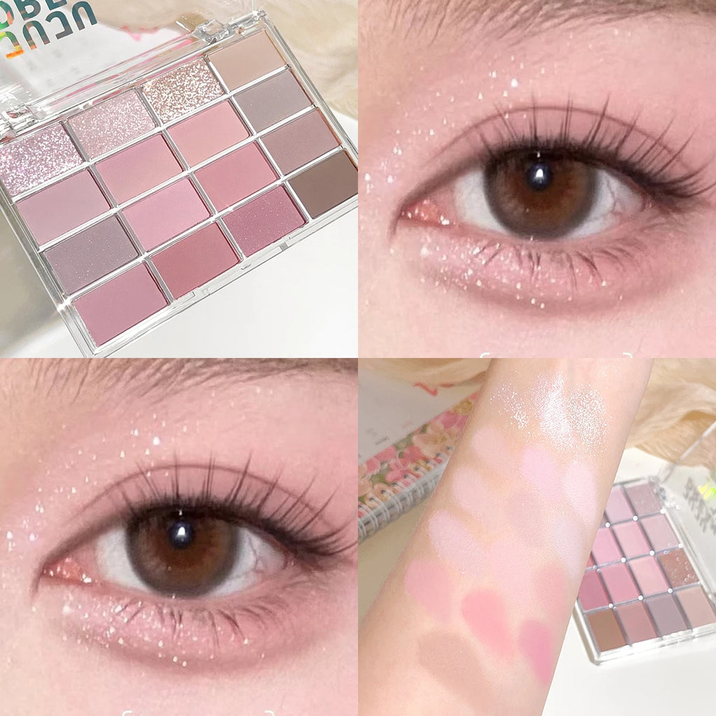16-Color Earth Tone Eyeshadow Palette – Matte & Shimmer