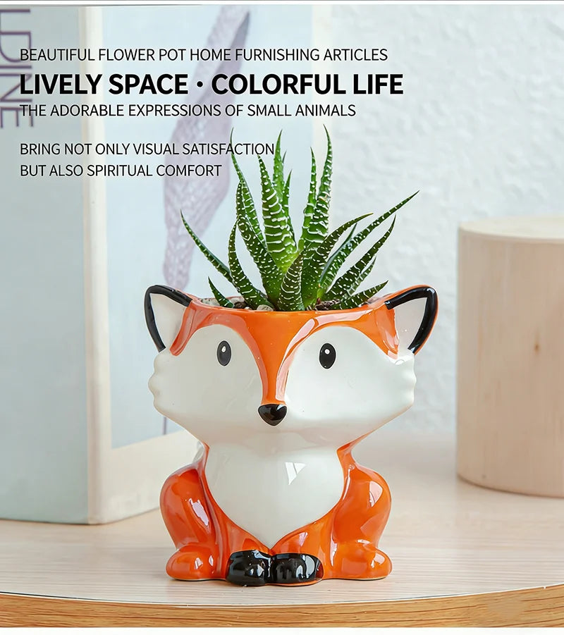 Cute Animal Ceramic Succulent Planter – Balcony & Desktop Home Decor
