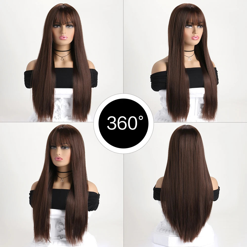 26-Inch Long Straight Colored Wig — Synthetic Fashion Wig for Cosplay, Halloween & Daily Wear