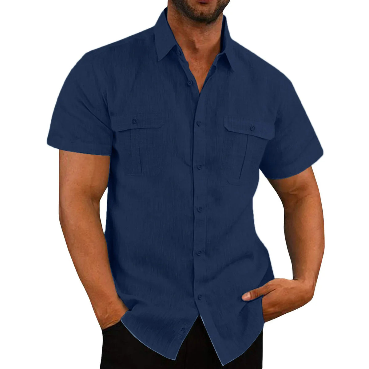 Men's Linen Short-Sleeve Shirt – Casual Beach Style