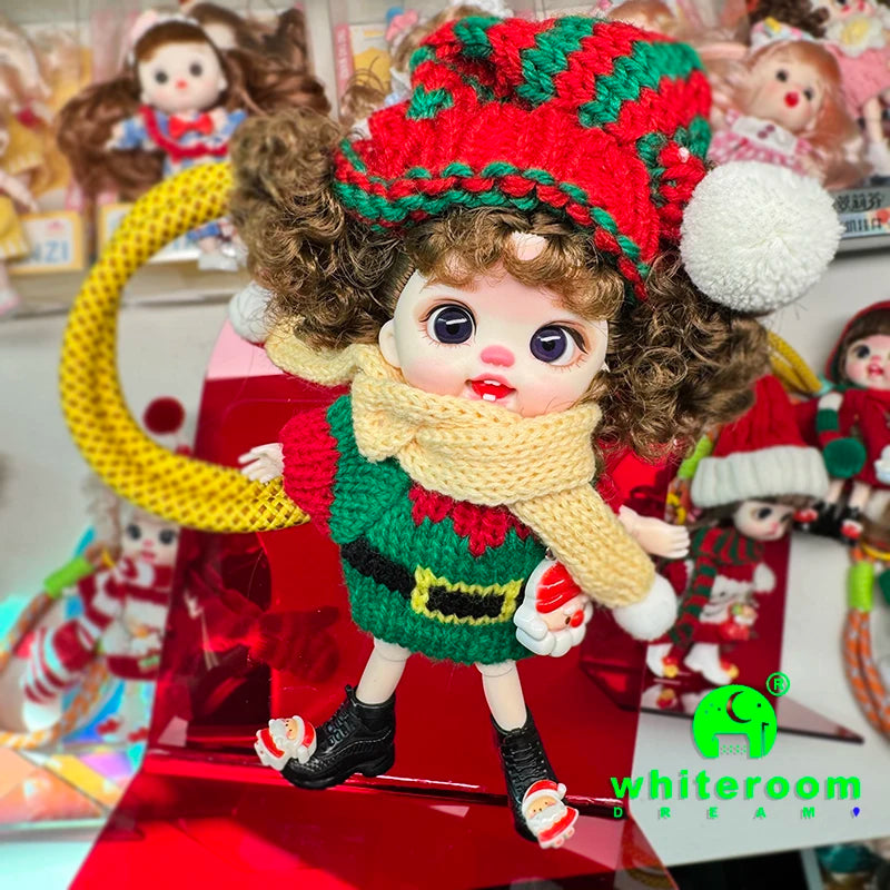 Christmas Mini Doll Pendant – Handmade Crochet Sweater & Scarf Set