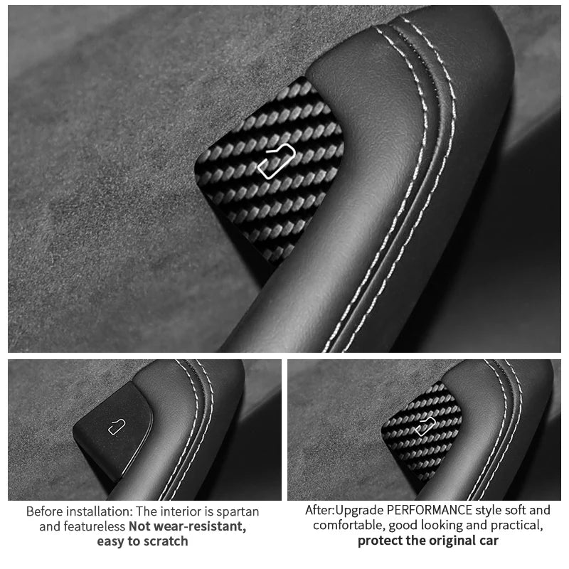 Carbon Fiber Door Switch Button Anti-Scratch Trim for Tesla Model 3 (2024+) & Model Y (2025+)