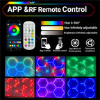 Dimmable Hexagon LED Ceiling Lights – RGB & Multi-Color, Garage/Gym/Gaming